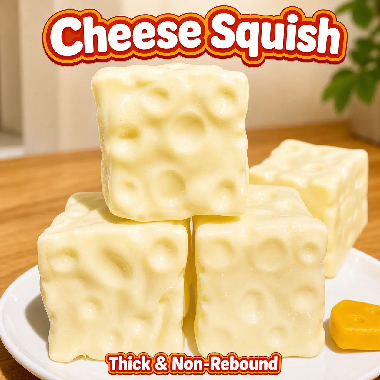 6cm Squishy Cheese Fidget Toy - Slow-Rise Stress Ball for ASMR & Anxiety Relief