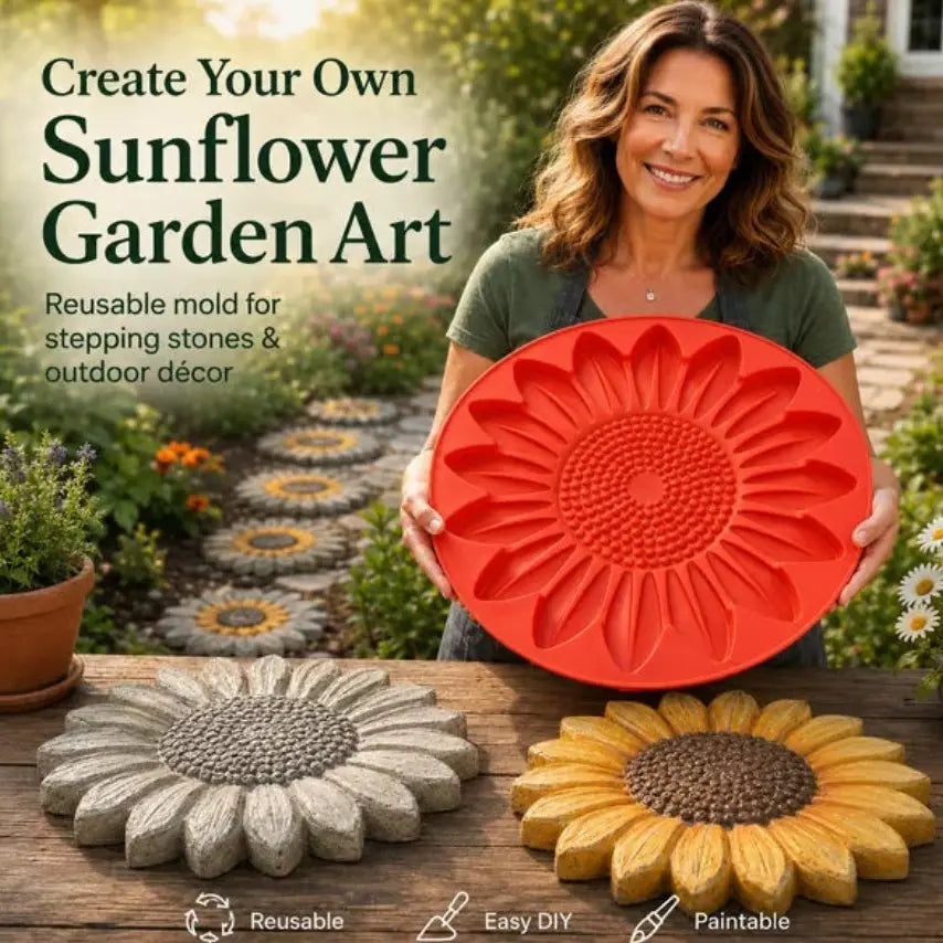Reusable Sunflower Stepping Stone Mold – DIY Concrete Mold for Garden & Yard Landscaping