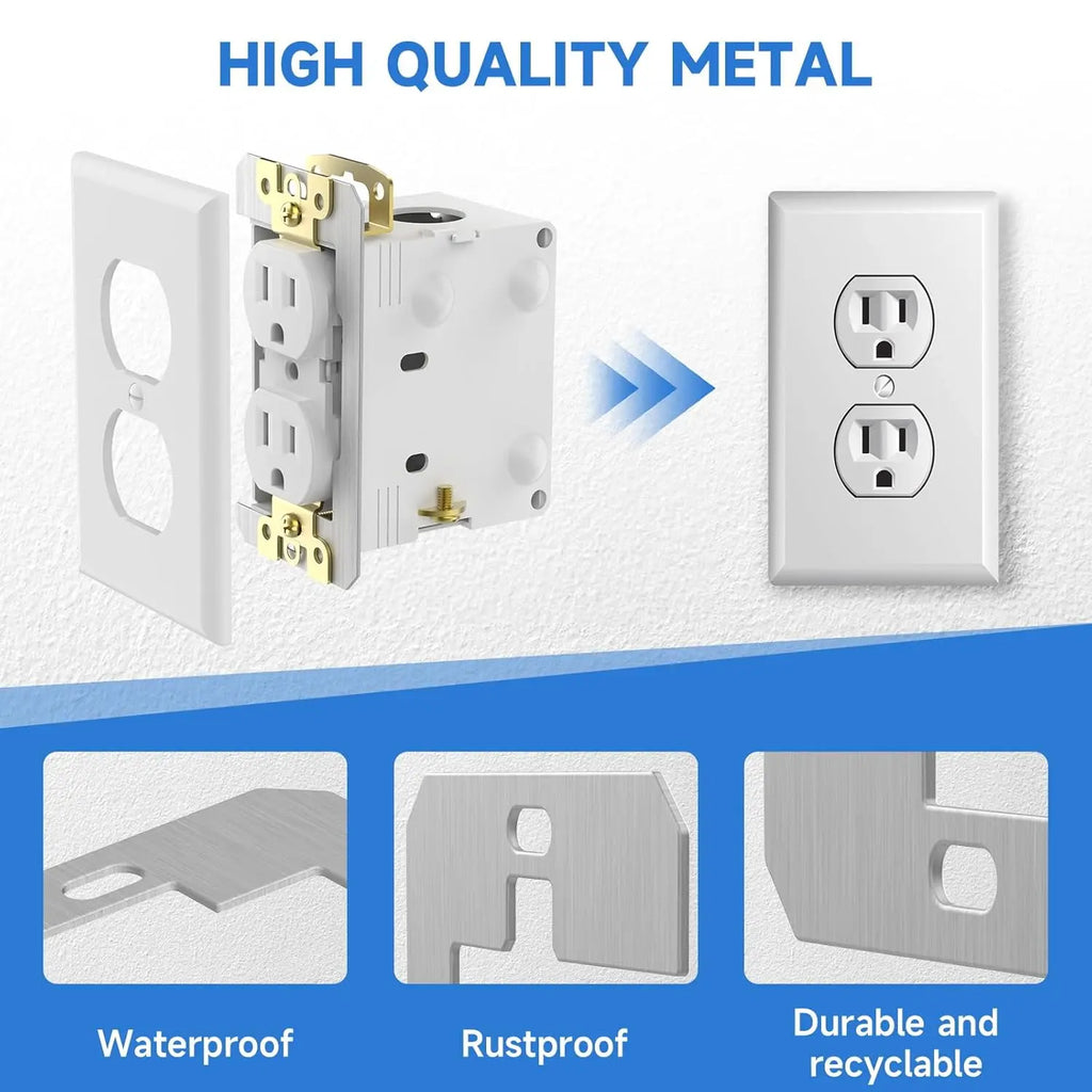10-Piece Metal Wall Plate Spacers for Electrical Outlets – Leveling Plates to Fix Loose Outlets
