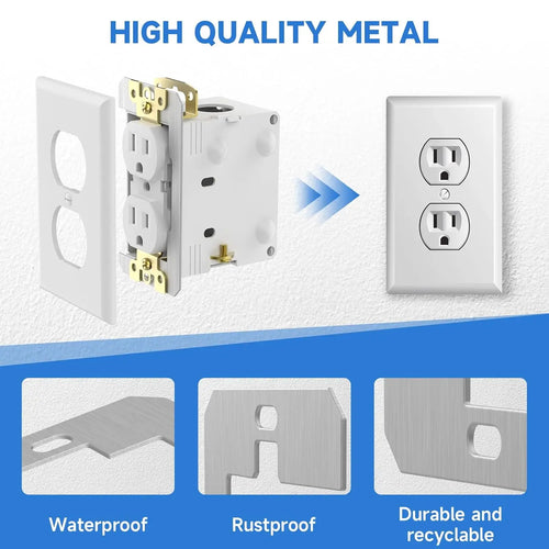 10-Piece Metal Wall Plate Spacers for Electrical Outlets – Leveling Plates to Fix Loose Outlets