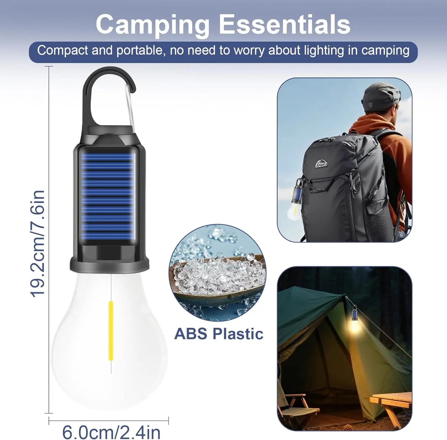 1/2/4 PCS Rechargeable Solar LED Light Bulbs with Waterproof Clip Hook, Solar Outdoor Lights, Portable Camping Gear for Hiking & Emergency Use