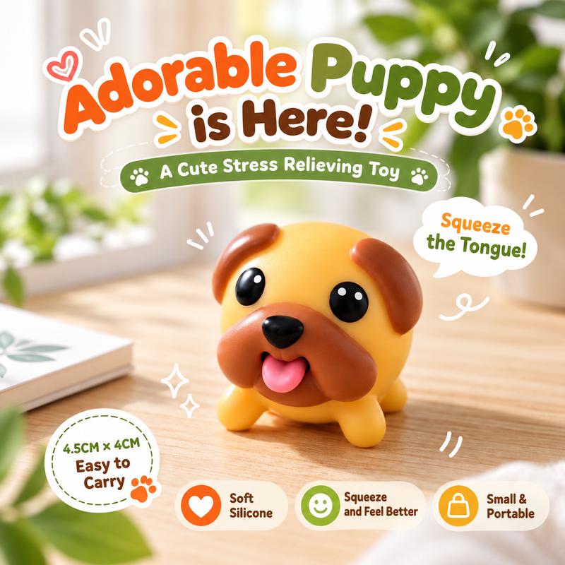 Funny Tongue Popping Pug Fidget Toy – Soft Silicone Stress Relief Desk Gadget