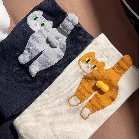 4 Pairs Cute Cat Socks with Balls, Cat Socks for Women Men, Cotton Novelty Funny Animal Cute Crew Sock for Women Men Cats Lovers Gift（Buy now and receive a free gift）