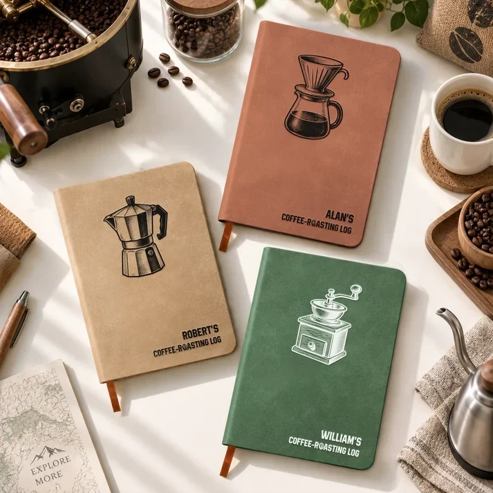 Personalized Coffee-Roasting Leather Journal, Earthy Brewing Keepsake, Creative Gift for a Friend or Dad - 1