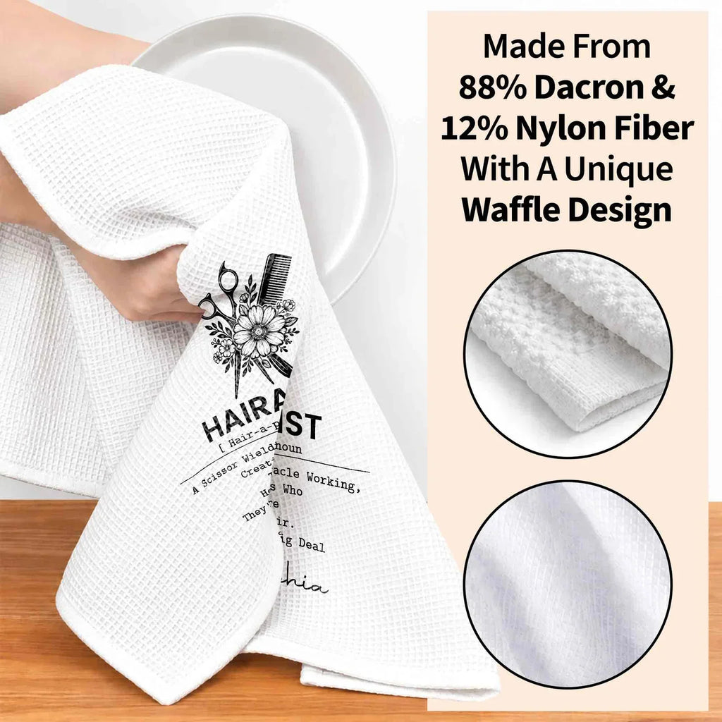 Hairapist Personalized Kitchen Towel, Monochrome Salon Art, Creative Appreciation Gift for Hair Stylist - 7