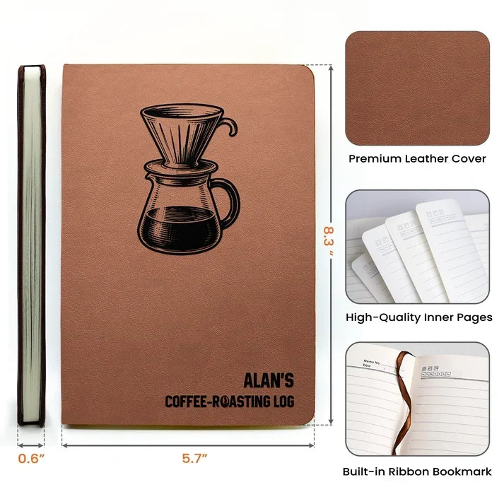 Personalized Coffee-Roasting Leather Journal, Earthy Brewing Keepsake, Creative Gift for a Friend or Dad - 4