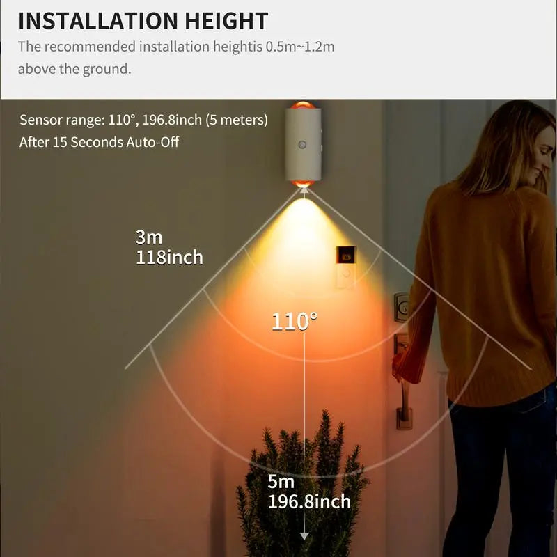 Smart Rechargeable Motion Sensor LED Night Light – RGB Ambient Wall Lamp