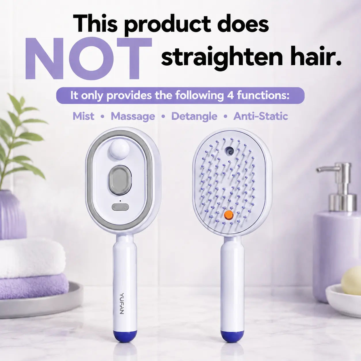 Electric Spray Massage Comb, Self-Cleaning Air Cushion Hair Brush with Essential Oil Mist, Anti-Tangle Anti-Static Volumizing Aromatherapy Hair Care