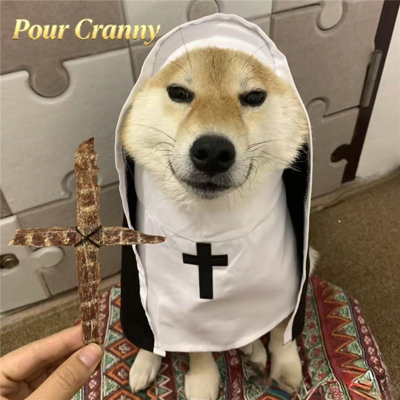 Unisex Upright Nun Costume for Small-Medium Dogs & Cats – Humorous Pet Photo Prop
