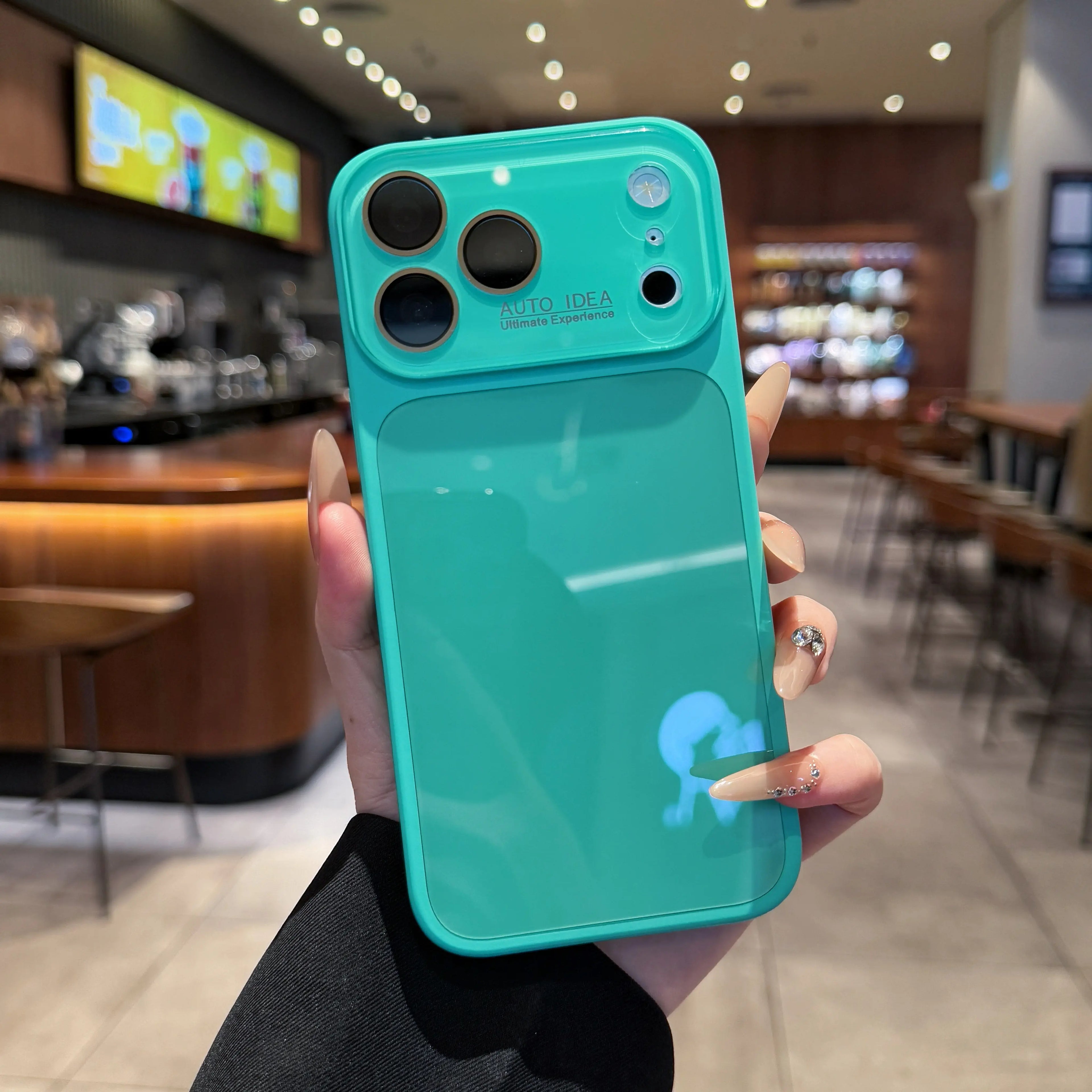 Funda de Teléfono de Cristal Color Caramelo Dopamina – Protección de Lente en Contraste Cubierta Anticaída para iPhone 17 Pro Max