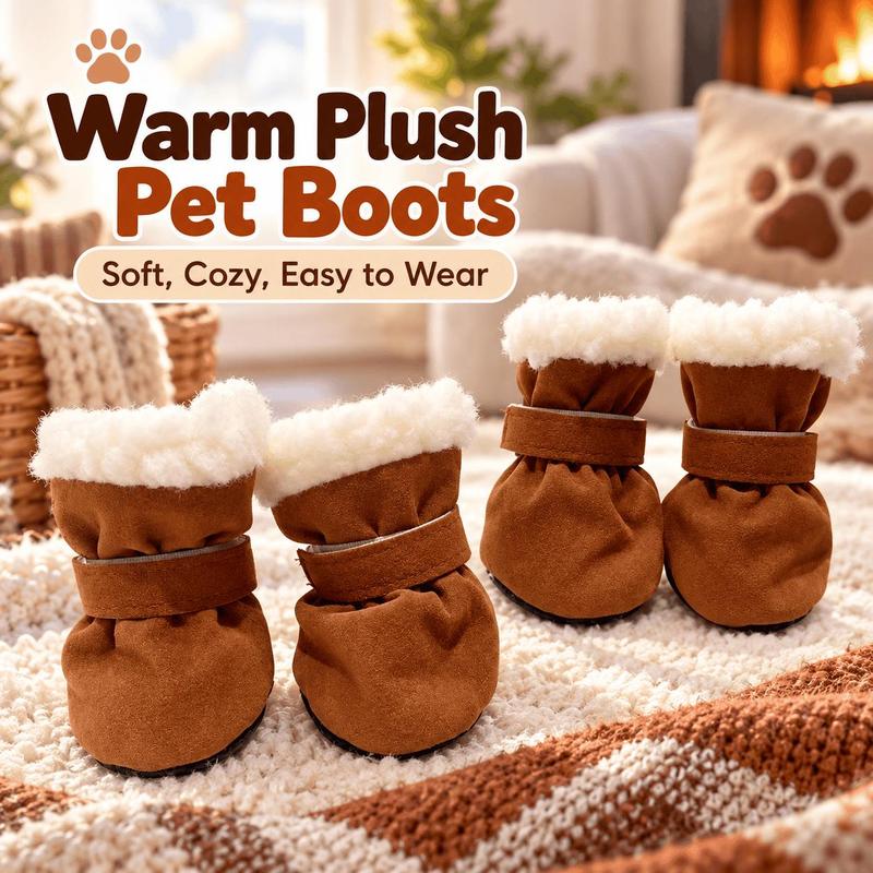 Soft Velvet Puppy Booties, Warm Non-Slip Paw Covers for Small Dogs