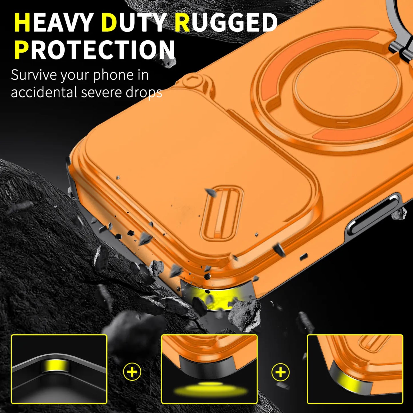 MagSafe Case with Slide Camera Cover & Ring Kickstand – Military Grade Shockproof for iPhone 17 Pro Max