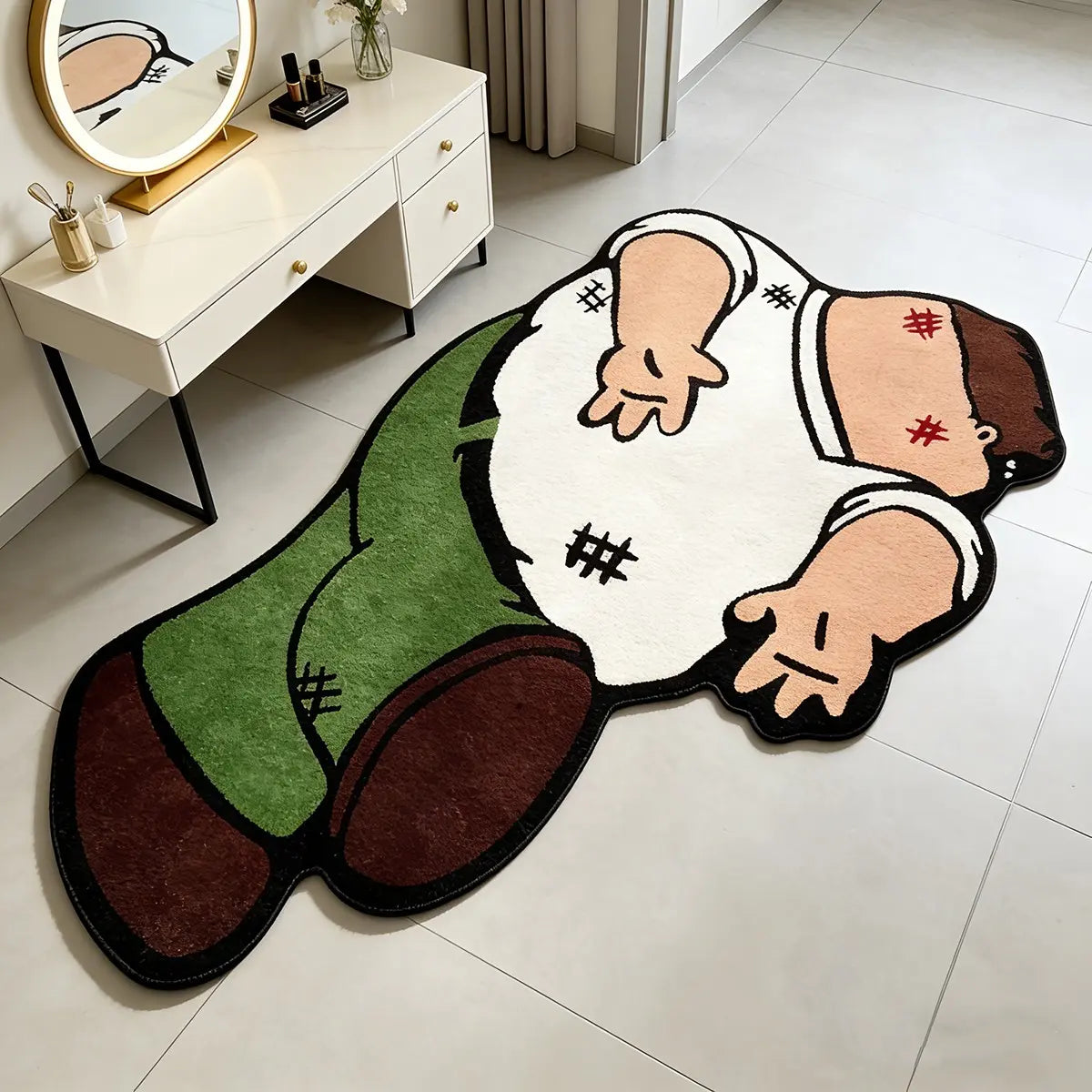Funny Cartoon Character Floor Mat – Soft Plush Non-Slip Washable Area Rug for Bedroom & Living Room