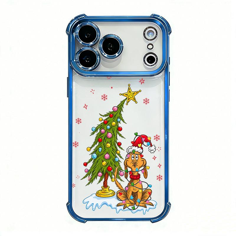 Funny Christmas Puppy Tree Lights Clear TPU Case for iPhone