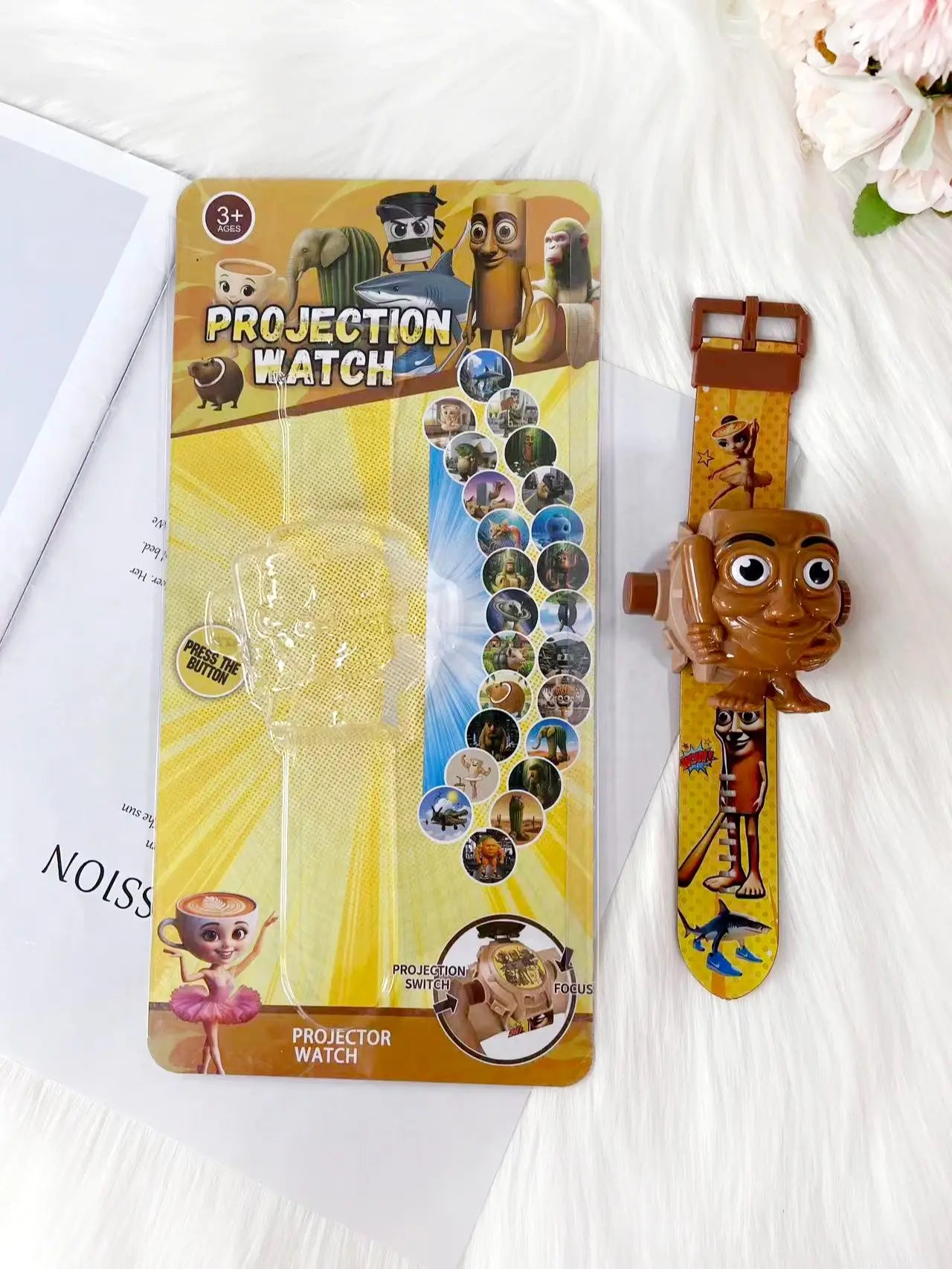 Tung Tung Tung Sahur Kids Digital Projector Watch with 24 Image Slides, Adjustable Character Strap