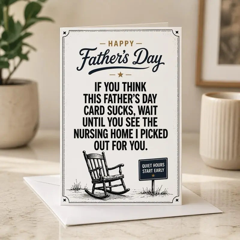 'Funny Dad' Gag Father's Day Greeting Card - Humorous Blank Card with Envelope