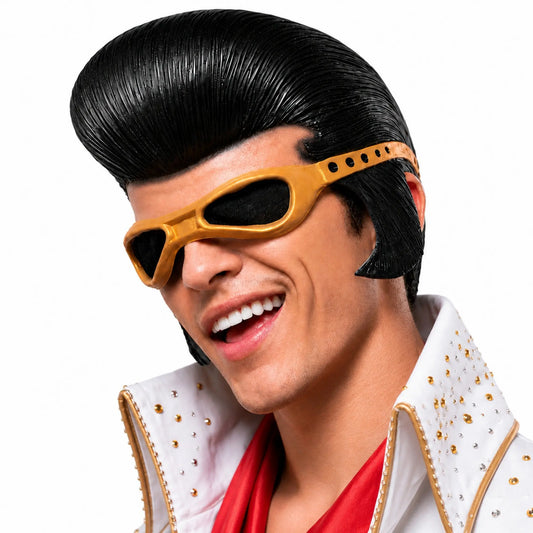 Retro Rockstar Pompadour Mask with Goggles for Halloween and Cosplay