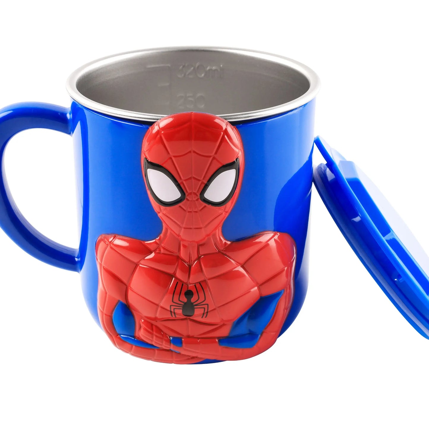 MARVEL Spider-Man 3D Stainless Steel Tumbler with Lid & Straw, Insulated Coffee Cup for Travel, Desk & Gift Use
