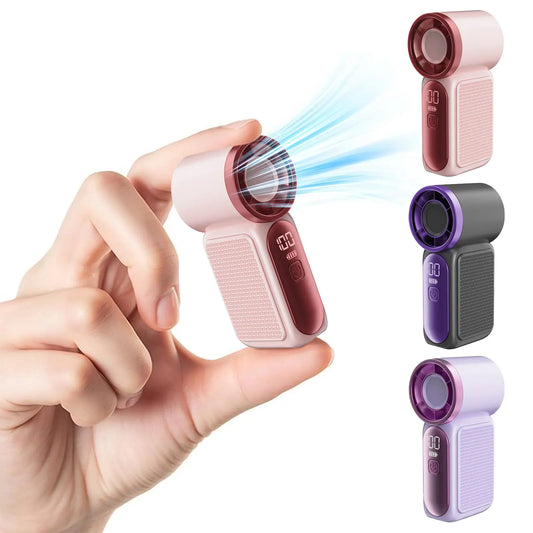Mini Handheld Fan with LED Display - 6-Speed Turbo Portable Pocket Fan
