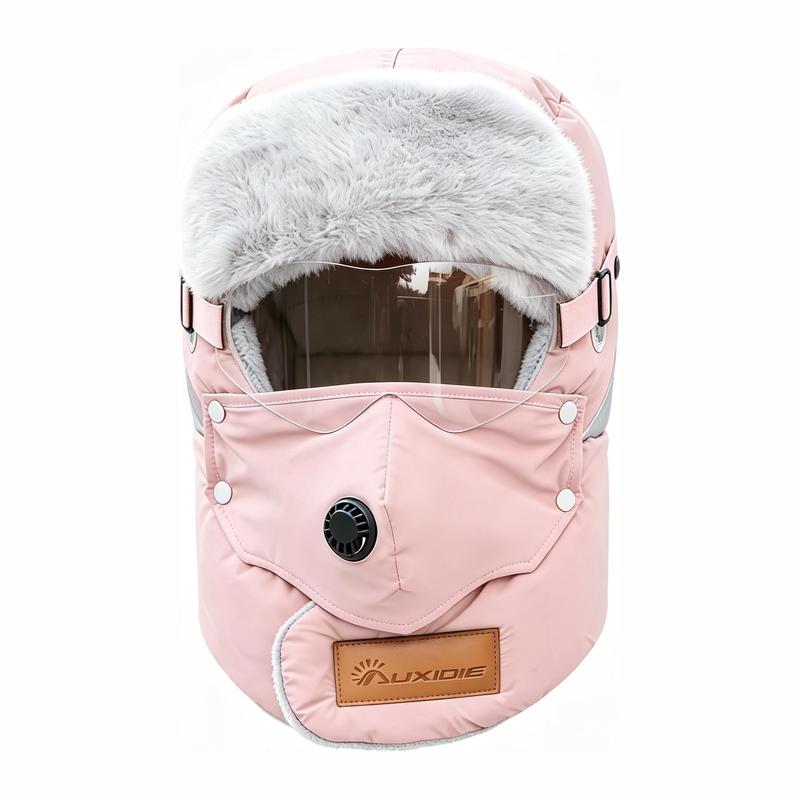 Unisex Fleece-Lined Winter Outdoor Biking Hat with Detachable Goggles
