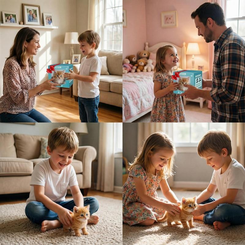 Gatito Robot Interactivo, Peluche RealistaRegalo FestivoJuguete de Gato Robótico que Camina, Mueve la Cola y Hace Sonidos, Lindo Juguete de Mascota para Niños y Adultos