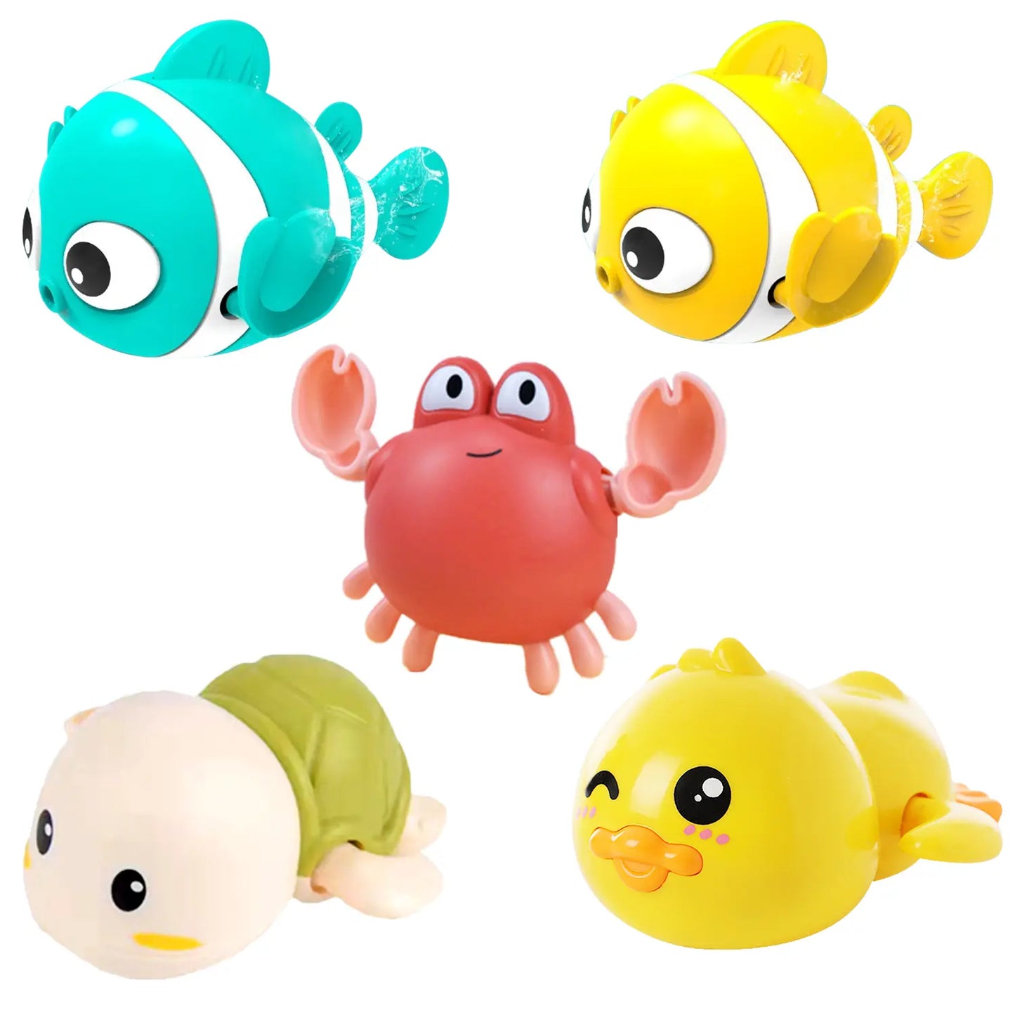2 Pack Swimming Baby Bath Toys, Water Pool Floating Wind Up Toys Assorted Animal Model Set