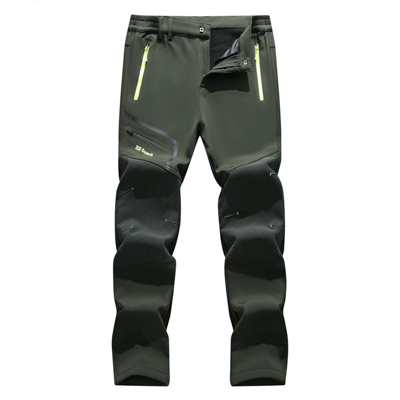 Men's Waterproof Fleece Lined Thermal Pants with Zip Pockets for Cold Weather Hiking