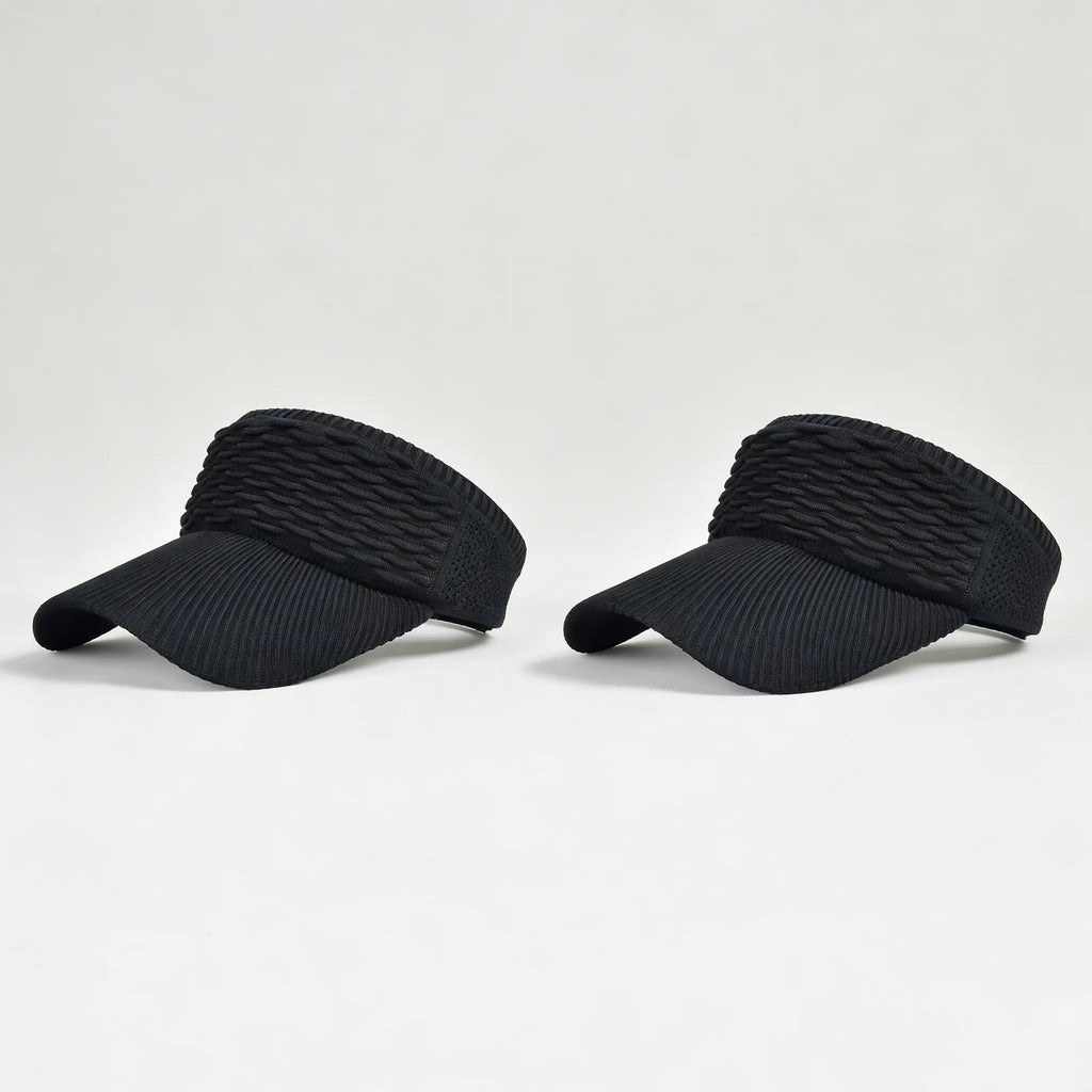 Lot de 2 visières de soleil pour femme, avec ouverture supérieure, respirantes et anti-UV, pour queue de cheval haute