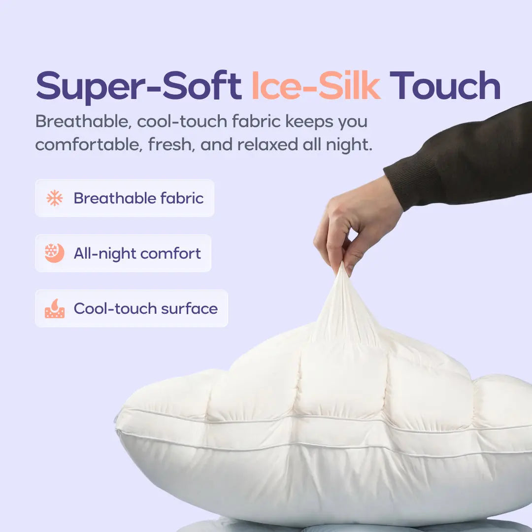 Mellow Sleep Puff Pillow - Fluffy Quilted Bed Pillow with Cloud-Like Comfort for All Sleepers