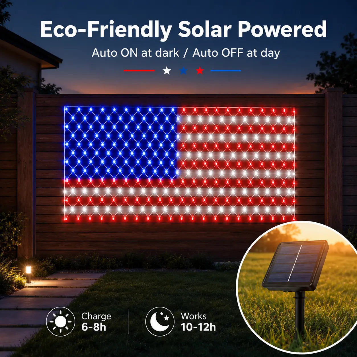 Super Bright American Flag Net Lights for Patriotic Holiday Decor