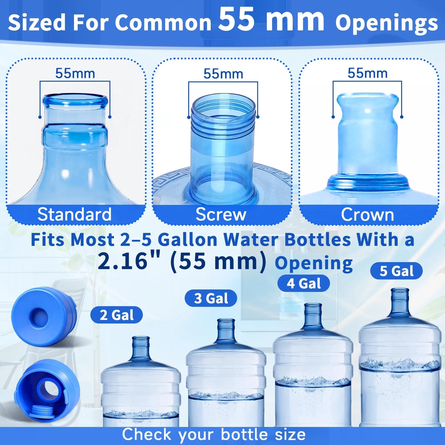 3 & 5 Gallon Water Jug Caps Non-Spill Leak