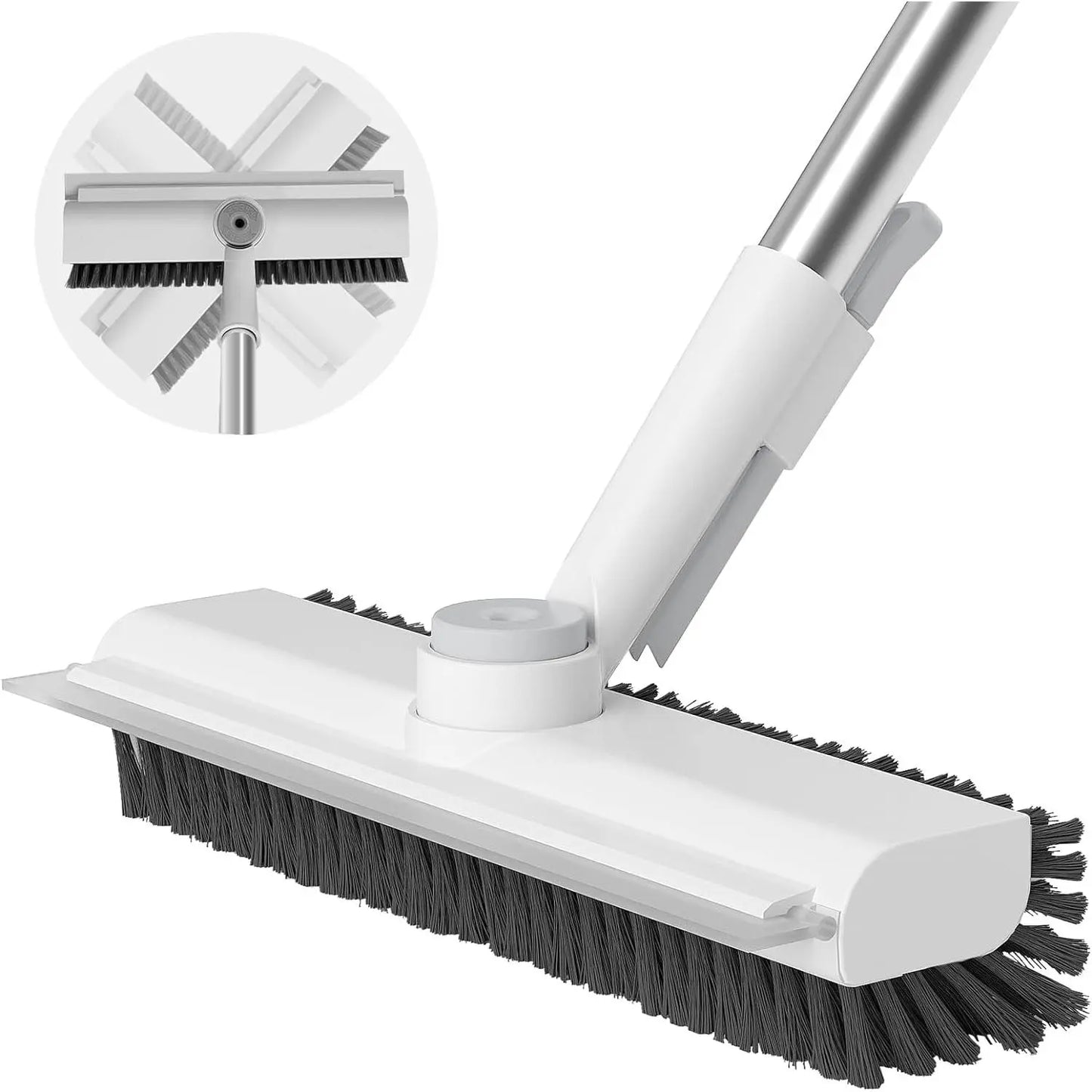3-in-1 Heavy-Duty Floor Scrub Brush with Long Handle & Scraper