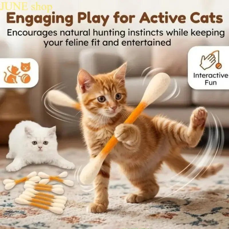 Giant Cotton Swab Cat Chew Toys for Teething and Interactive Play
