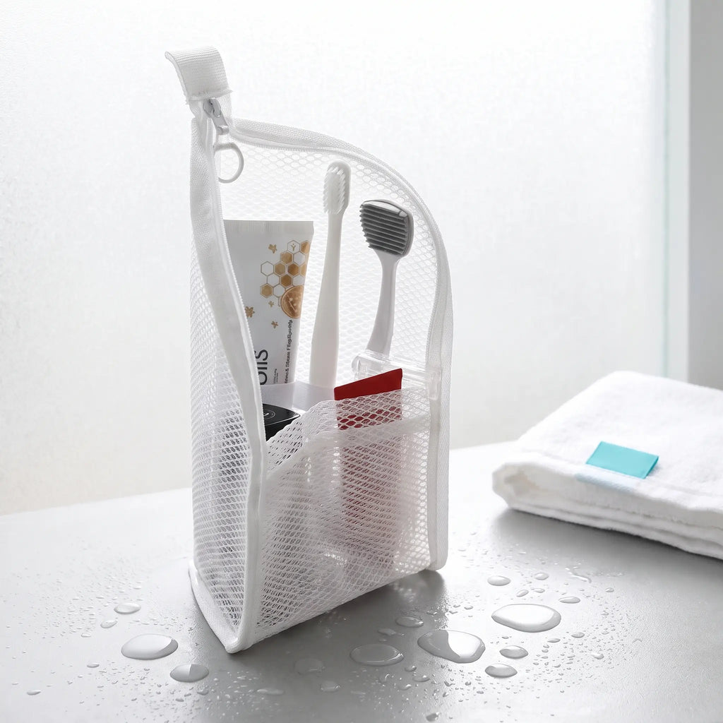 Mesh Zipper Toiletry Storage Pouch – Multi-Pocket Travel Cosmetic Organizer Bag