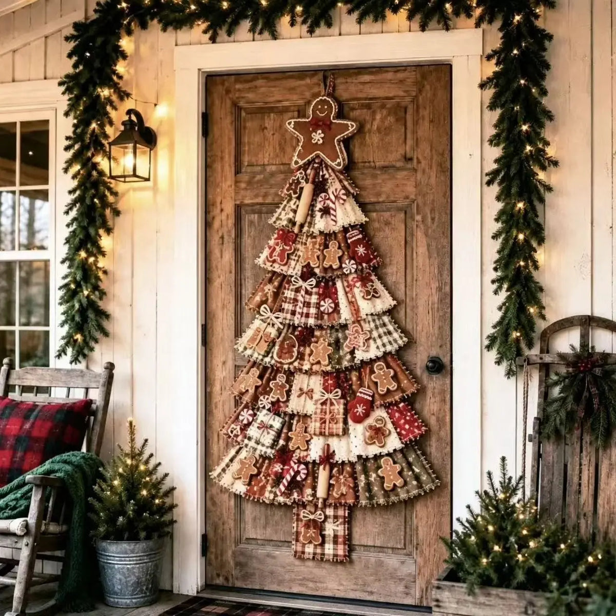 DIY Christmas Tree Door Hanging Kit – Handmade Fabric Wall Decor & Layered Patchwork Holiday Craft