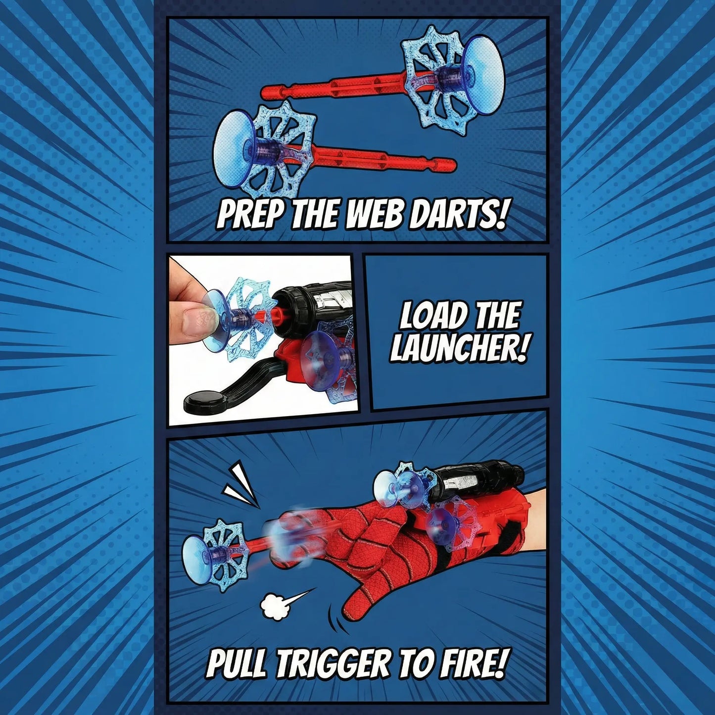 All you need Spider Silk Superhero Wrist Launcher String Shooter - Polyester Wearable Glove, Suction Cup Darts - Unisex Kids Outdoor Play Toy Set for Ages 4+ Birthday Gift, Outdoor Stuff for Kids