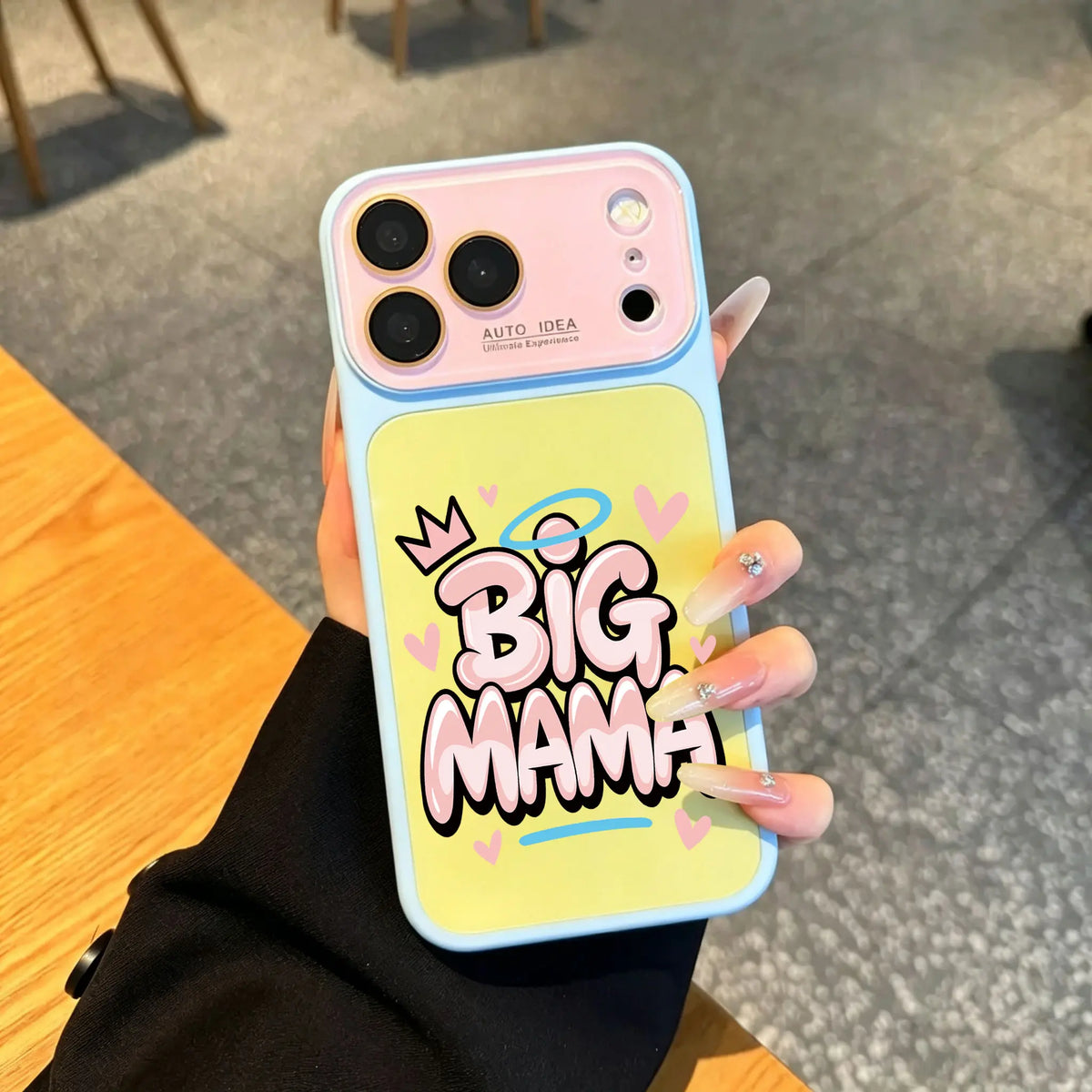 Big Mama Crown Halo Heart Phone Case for iPhone 17 Pro Max – Dopamine Color Block Shockproof Cover