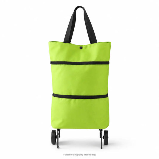 Foldable Shopping Trolley Bag with Wheels, Reusable Rolling Grocery Tote for Supermarket, Travel & Laundry