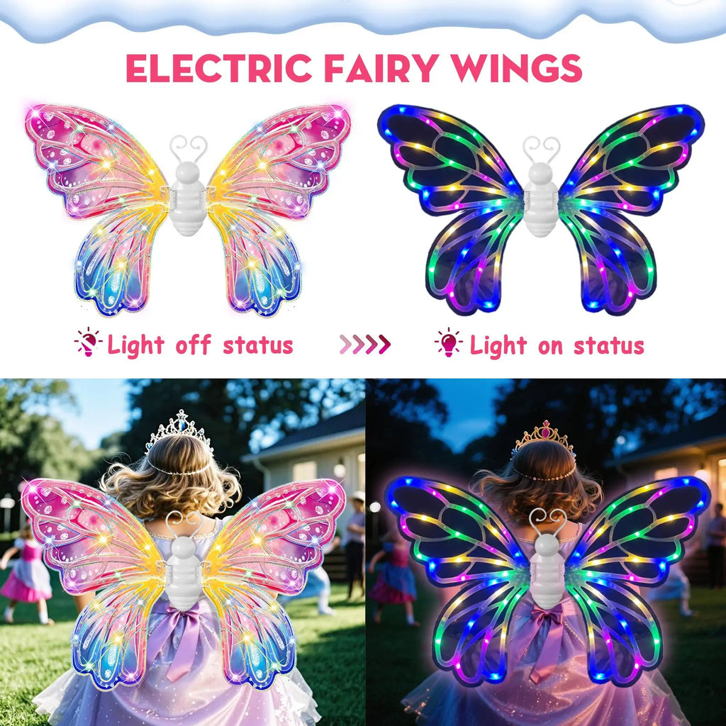 Glowing Fairy Butterfly Wings for Kids – Light-Up Dress-Up Toy for Halloween & Christmas Gift