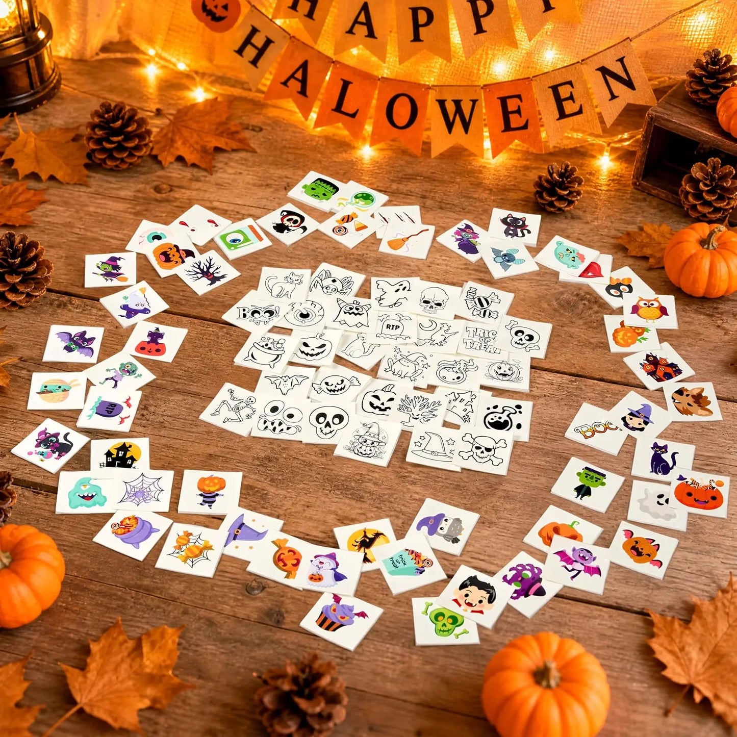 JOYIN 306 Pcs Halloween Tattoos for Kids, Glowing Temporary Tattoos in Assorted Designs Bulk for Child Trick or Treat Gifts Halloween Party Favor Decorations Goodie Bags Supplies Class Game Prizes
