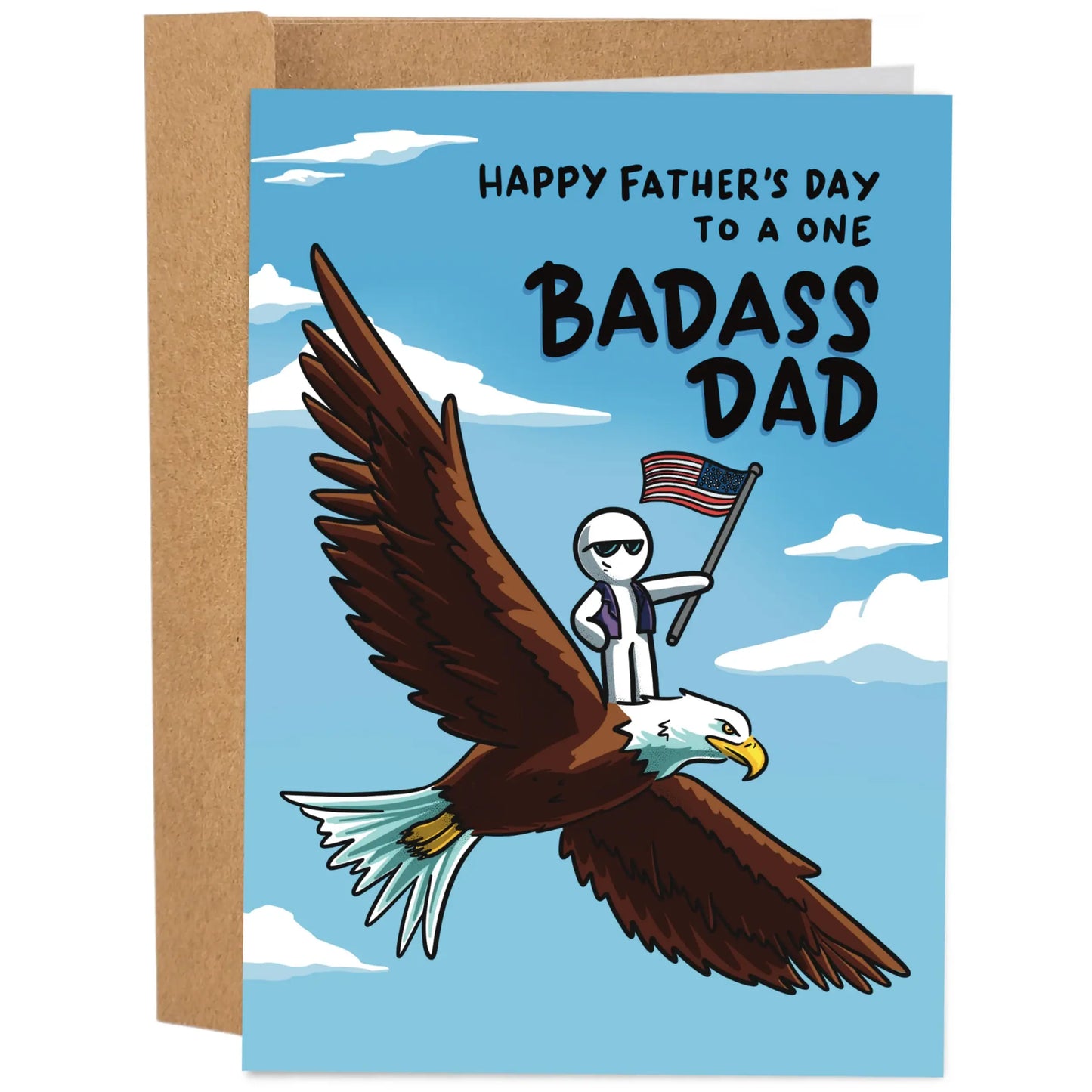 Funny Father's Day Card - 5x7 Inch Hand-Drawn Greeting Card with Envelope