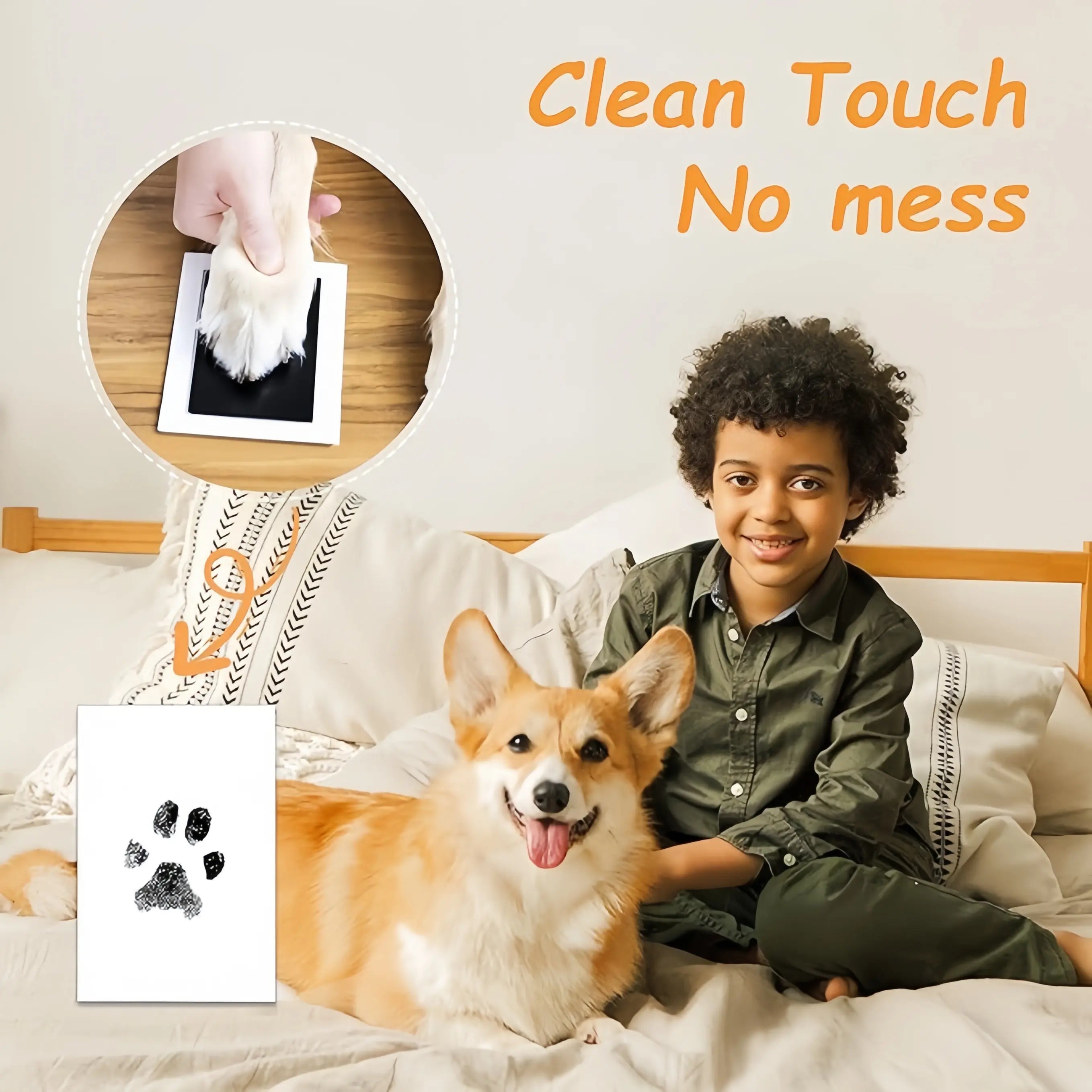 No-Mess Pet Paw Print Keepsake Kit with Frames for Dogs and Cats