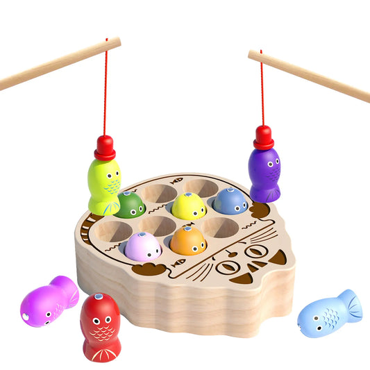Magnetic Fishing Game Toy – Montessori Wooden Fine Motor Skills Activity Board for Toddlers