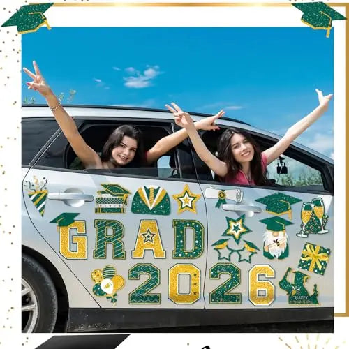 2026 Graduation Car Magnets Congrats Grad Magnetic Bumper Stickers Refrigerator Decals Senior Car Decorations for Car Refrigerator Garage Door