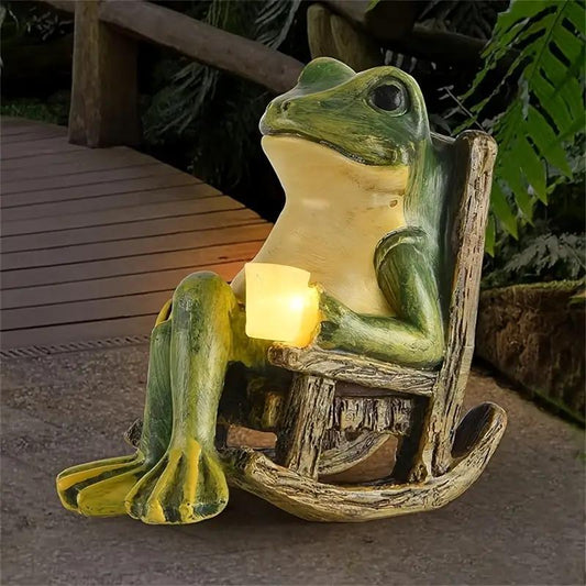Solar Powered Mini Frog Garden Statue, Frog Design Garden Decoration, Garden Sculpture for Indoor & Outdoor Decor, Ideal Gift for Halloween & Christmas, Decorative, Garden Accessories