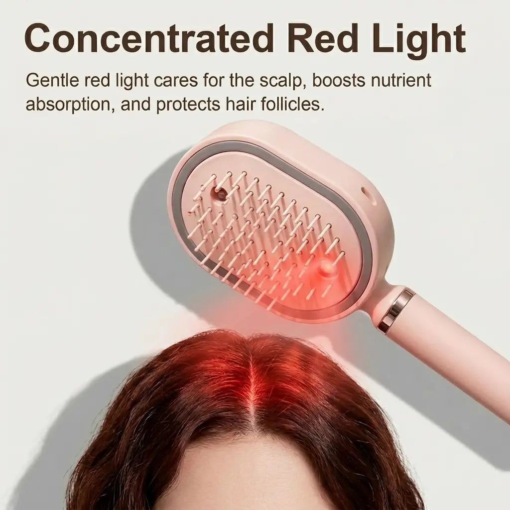 Electric Spray Massage Comb, Self-Cleaning Air Cushion Hair Brush with Essential Oil Mist, Anti-Tangle Anti-Static Volumizing Aromatherapy Hair Care