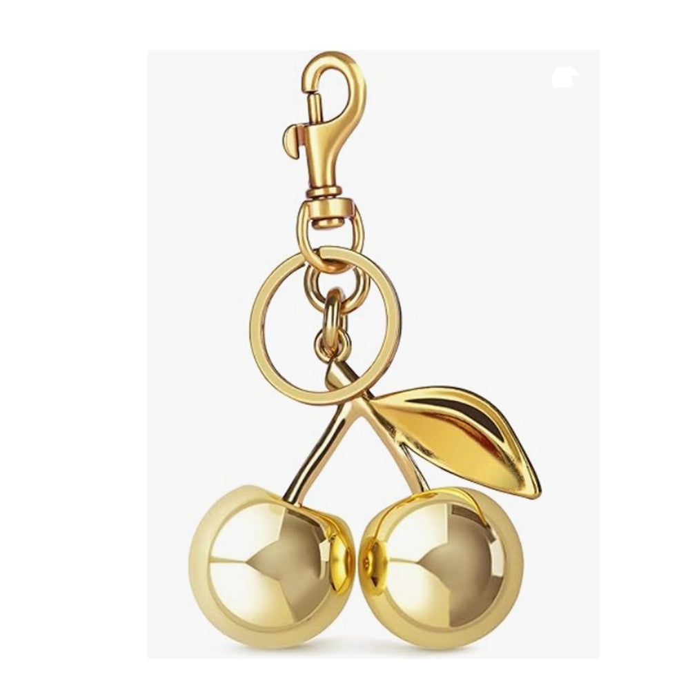 Cute Cherry Keychain Bag Charm, Women's Car Keyring & Leather Handbag Accessory