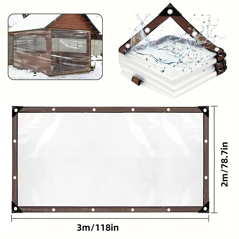 7x11FT Heavy-Duty Waterproof Clear Tarp with Grommets for Outdoor Plant & Patio Protection
