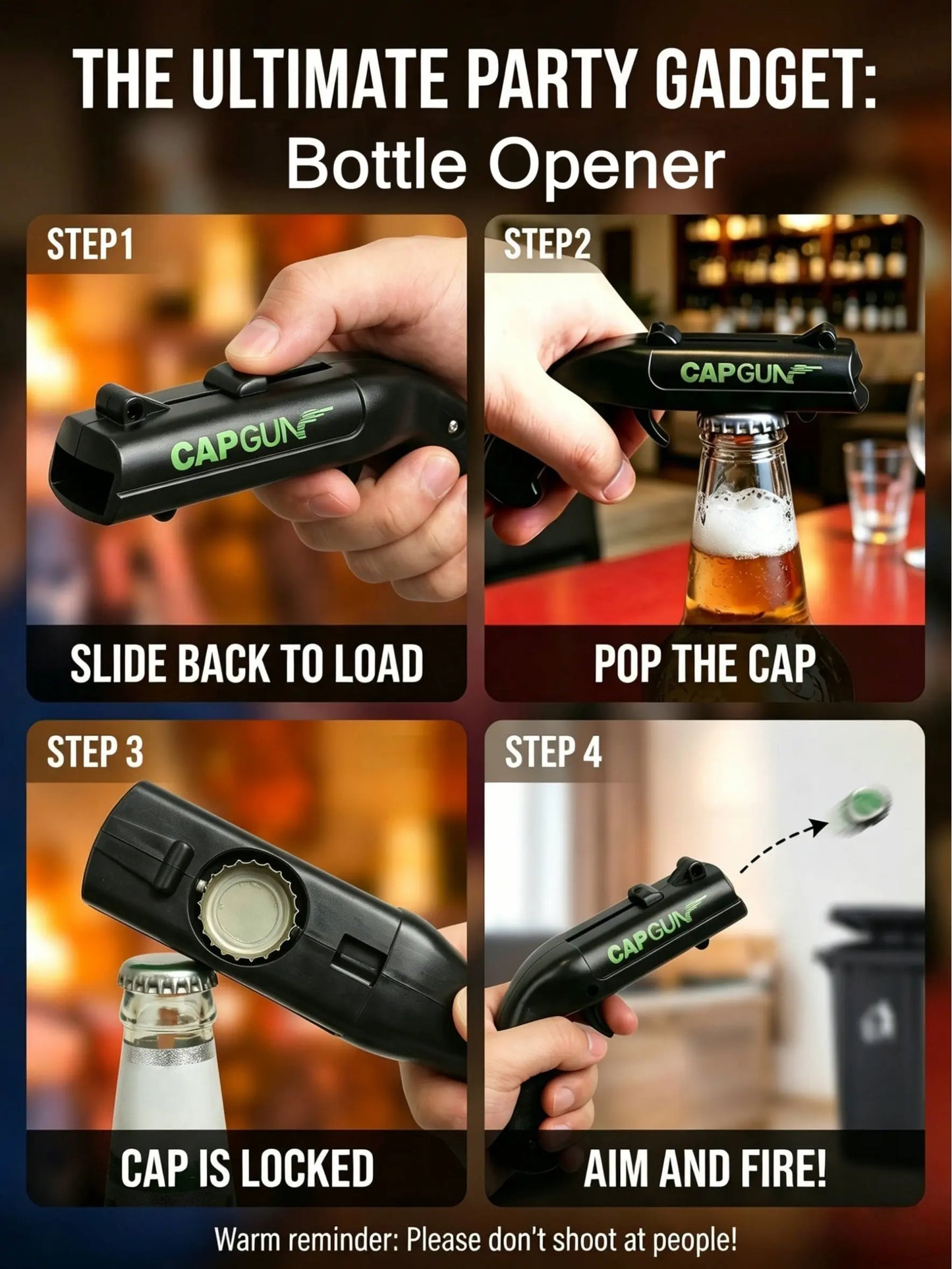 Stainless Steel & ABS Plastic Spring Mechanism Bottle Opener, Kitchen & Bar Utensil, Fun Gifts for Family Gatherings & Father’s Day