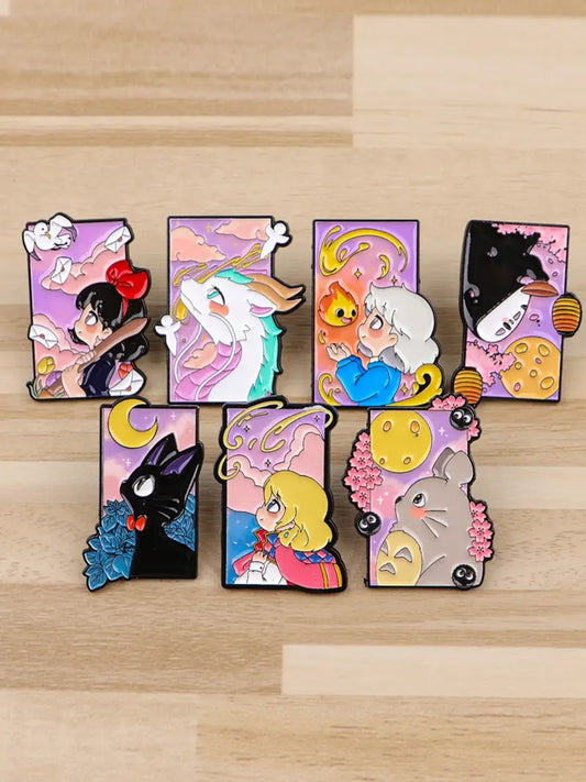 7pcs/Set Cartoon Character Brooch, Cute Style Badges for Daily Wear, Perfect Gift for Friends, All-Season Accessory